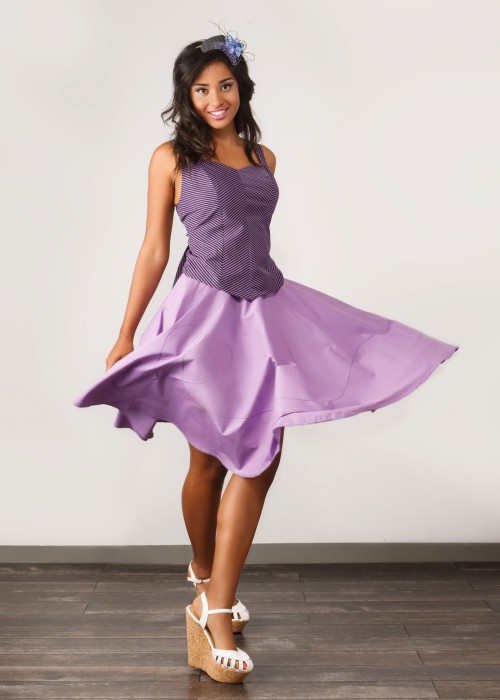 Purple cloche skirt in retro style 